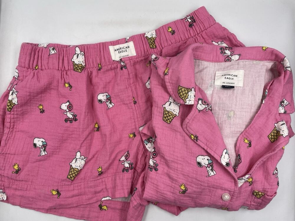 American Eagle AE x Snoopy Cotton Gauze Pajama Set Size Small NWOT
